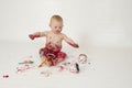 Baby boy playing with homemade fingerpaints Royalty Free Stock Photo