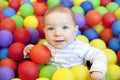 Baby boy playing in the playground balls pool Royalty Free Stock Photo