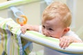 Baby boy in playpen