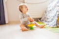 Baby boy plays in his room. Royalty Free Stock Photo