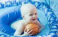 Baby Boy Plays in a Pool in Mexico Royalty Free Stock Photo