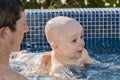 Baby Boy Plays in a Pool While in Mexico Royalty Free Stock Photo