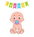 Baby Boy Poster of Newborn Infant Pacifier Vector Royalty Free Stock Photo