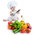Baby boy preparing healthy food isolated Royalty Free Stock Photo