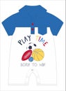 baby boy romper play time football baseball basketball sports print vector