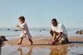 Baby Boy Running on Beach Royalty Free Stock Photo