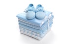 Baby boy shoes on blankets Royalty Free Stock Photo