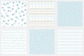 Baby boy shower blue collection Hand drawn seamless pattern set Blue simple textures for background Vector Royalty Free Stock Photo