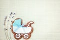Baby boy shower card. Arrival card with place for your text.