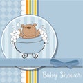 Baby boy shower card with little teddy bear Royalty Free Stock Photo