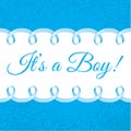 Baby boy shower card with Photorealistic blue ribbon frame for your text
