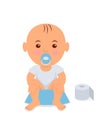 Baby boy sitting on the potty. Learning to pee Royalty Free Stock Photo