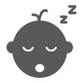 Baby boy sleep glyph icon, child and sleep, kid sign, vector graphics, a solid pattern on a white background.