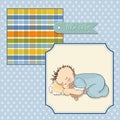 baby boy sleep with his teddy bear toy Royalty Free Stock Photo