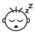 Baby boy sleep line icon, child and infant