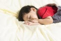 Baby Boy Sleep and Suck finger on bed. Royalty Free Stock Photo