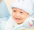 Baby boy smiling and showing his teeth Royalty Free Stock Photo