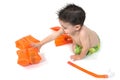 Baby Boy Snorkler Over White Royalty Free Stock Photo