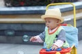 Baby boy in stroller Royalty Free Stock Photo