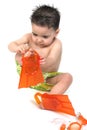 Baby Boy In Swimsuit And Flippers Royalty Free Stock Photo