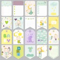 Baby Boy Tags. Baby Banners. Scrapbook Labels. Cute Cards