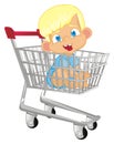 Baby boy in trolley Royalty Free Stock Photo