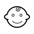 Baby boy vector icon. Black and white little kid illustration. Outline linear smiling baby face icon. Royalty Free Stock Photo