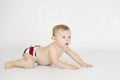 Baby boy wearing cloth reusable nappy Royalty Free Stock Photo