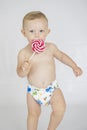 Baby boy wearing cloth reusable nappy Royalty Free Stock Photo