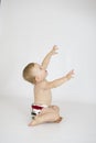 Baby boy wearing cloth reusable nappy Royalty Free Stock Photo