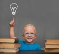 Baby boy wearing glasses with a clever look. Royalty Free Stock Photo