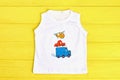 Baby boy white sleeveless t-shirt. Royalty Free Stock Photo