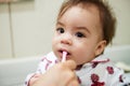 Baby brushing teeth before go sleep Royalty Free Stock Photo