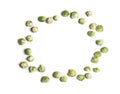 Baby brussels sprouts isolated on white as a frame top view. Vegetable circle