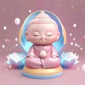 baby buddha with lovely starry sky light pink and lotus generative AI