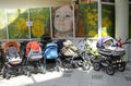 Baby buggies left at the hospital reception