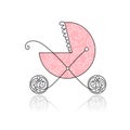 Baby buggy pink for your design Royalty Free Stock Photo