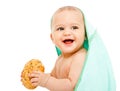 Baby with bun Royalty Free Stock Photo
