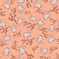 baby bunnies and willow seamless pattern