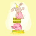 Baby Bunny Birthday Illustration