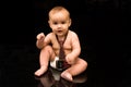 Baby businessman holding cell phone Royalty Free Stock Photo