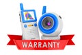 Baby cam and audio baby monitor warranty concept. 3D rendering Royalty Free Stock Photo