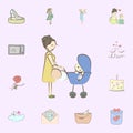 Baby car and mom icon. mother icons universal set for web and mobile Royalty Free Stock Photo