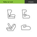 Baby car seat. Children safety. Set of icons. Royalty Free Stock Photo