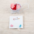 Baby card - baby shower theme. Pram full of Royalty Free Stock Photo