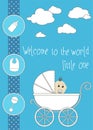 New baby greeting card. Baby boy Royalty Free Stock Photo