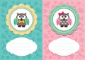 Baby cards with cute owlets