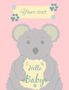 Baby cards for Baby shower. Koala. Postcard or party templates in blue and pink with charming animals