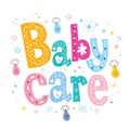 Baby care decorative lettering type design Royalty Free Stock Photo