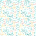 Baby care elements seamless pattern